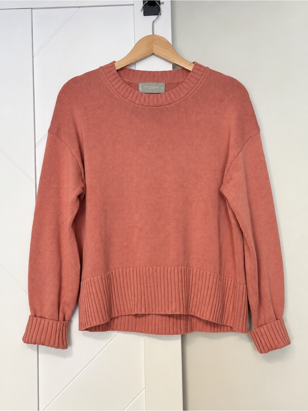 Everlane Organic Cotton Sweater XS Dusty Rose Pink Crewneck Ribbed